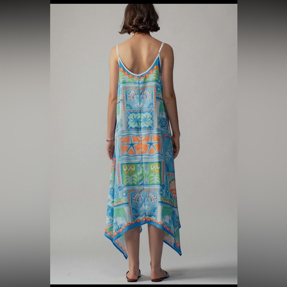 146. Ocean Breeze handkerchief maxi dress in blue - Picture 3 of 3